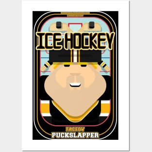 Ice Hockey Black and Yellow - Faceov Puckslapper - Sven version Posters and Art